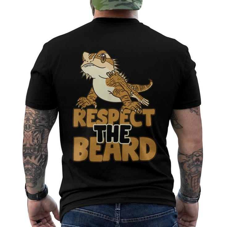 Respect The Beard Funny Bearded Dragon Lizard Men's Crewneck Short Sleeve Back Print T-shirt