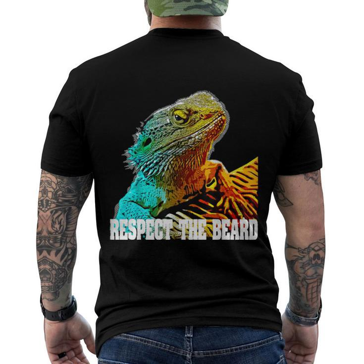 Respect The Beard Funny Bearded Dragon  Men's Crewneck Short Sleeve Back Print T-shirt