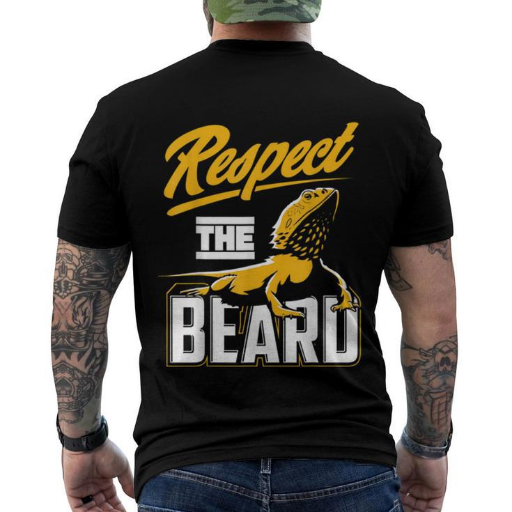 Respect The Beard Pogona & Bearded Dragon  Men's Crewneck Short Sleeve Back Print T-shirt
