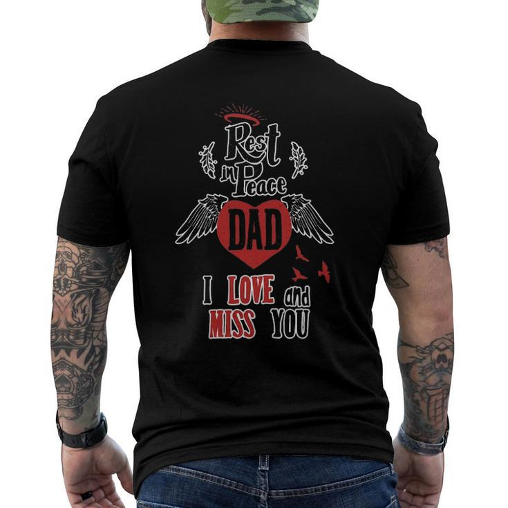 Rest In Peace Dad I Love And Miss You Heart Memorial Tee Men's Back Print T-shirt