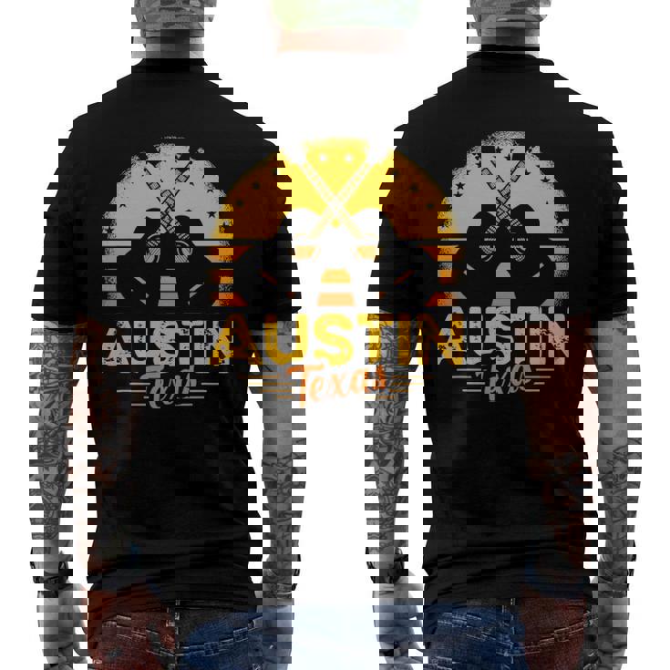Retro Austin Texas Guitar Texas Men's Crewneck Short Sleeve Back Print T-shirt
