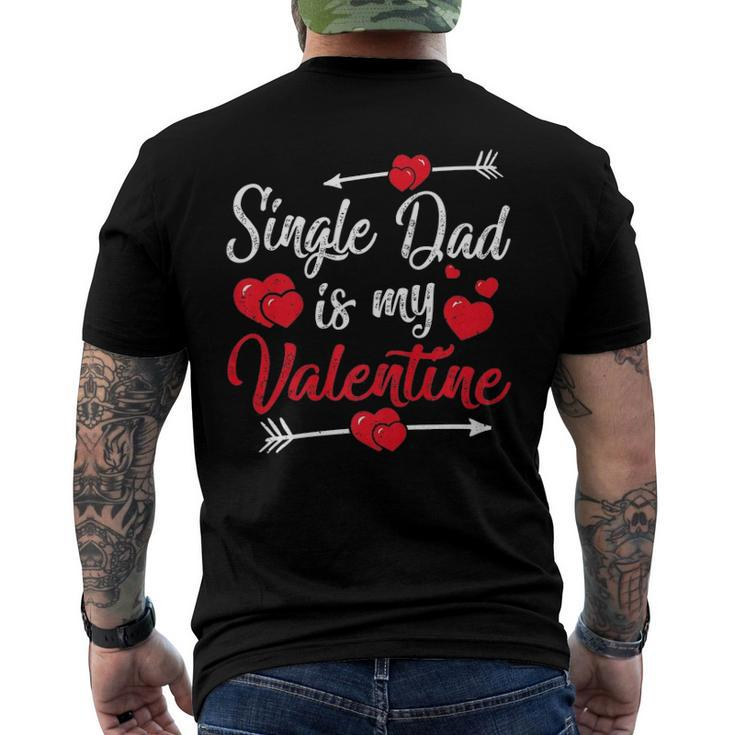 Retro Hearts Single Dad Is My Valentines Day Fathers Day Men's Back Print T-shirt