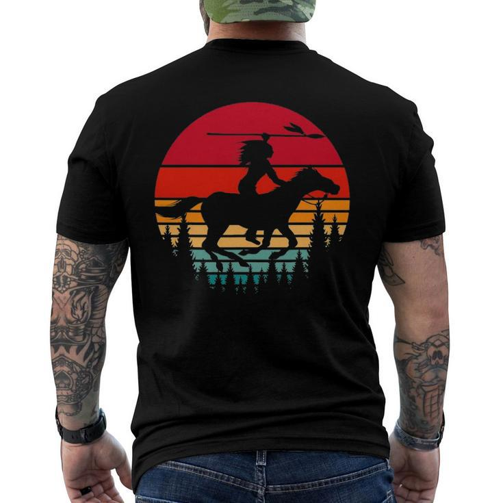 Retro Indigenous Native Pride Horse Riding Native American Men's Back Print T-shirt