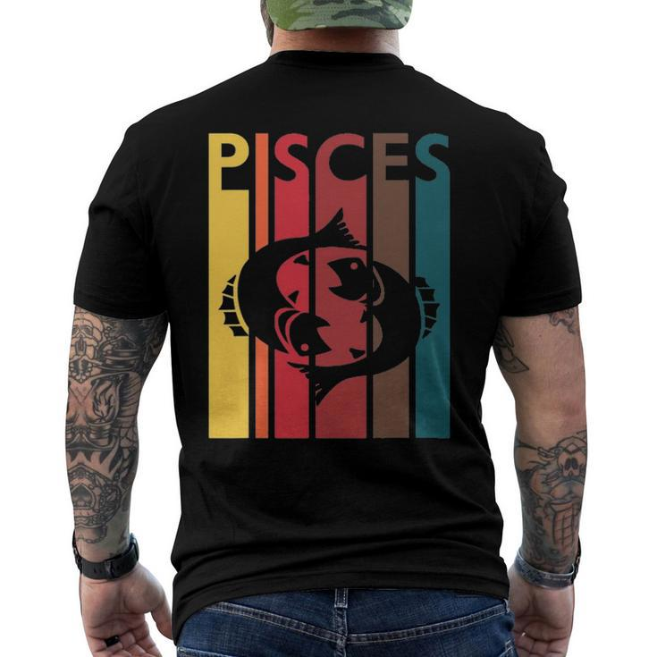Retro Pisces Zodiac Sign February March Birthday Pisces Men's Back Print T-shirt