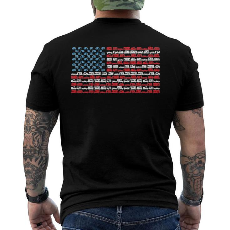 Retro Rv American Flag Independence Day Men's Back Print T-shirt