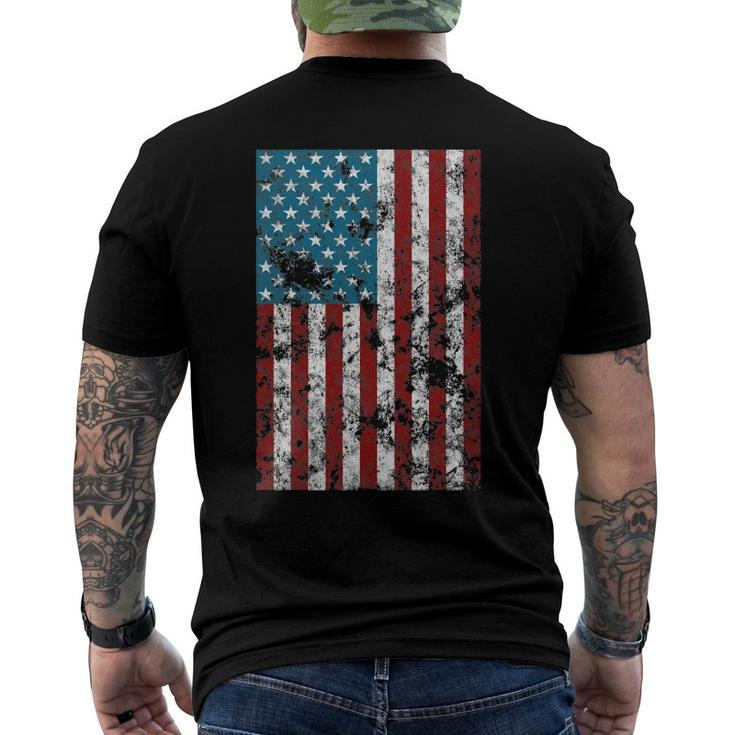 Retro Style 4Th July Usa Patriotic Distressed America Flag Men's Back Print T-shirt