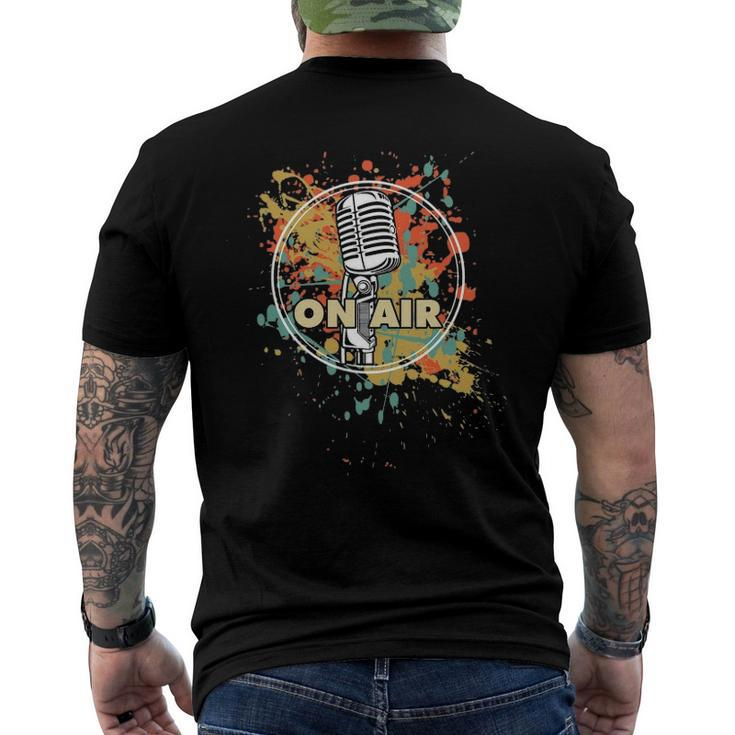 Retro Vintage Vibe On Air Microphone Radio Podcast Dj Men's Back Print T-shirt