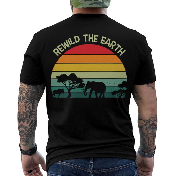 Rewild The Earth Animal Forest Earth Day Men's Crewneck Short Sleeve Back Print T-shirt