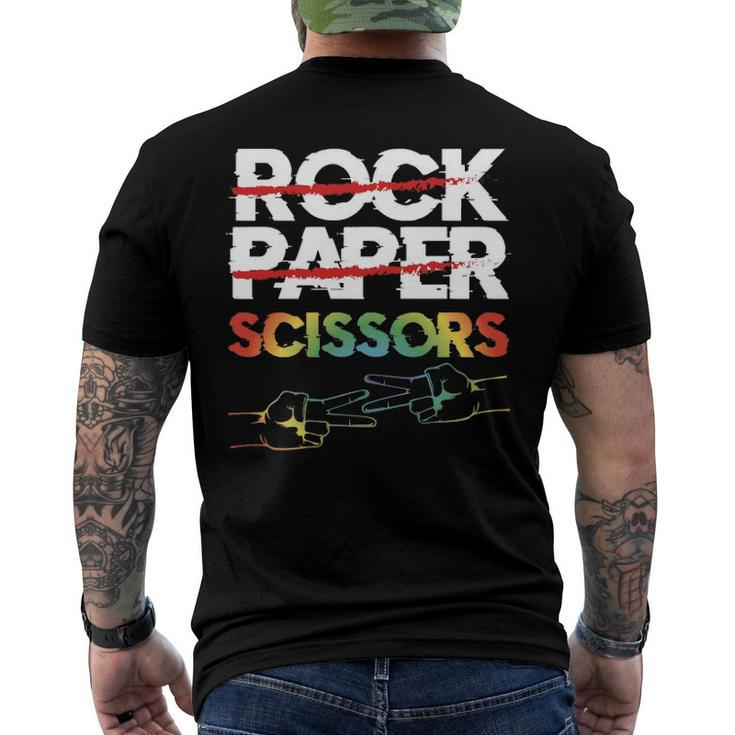 Rock Paper Scissors Lesbian Couple Lgbtq Pride Month Men's Back Print T-shirt
