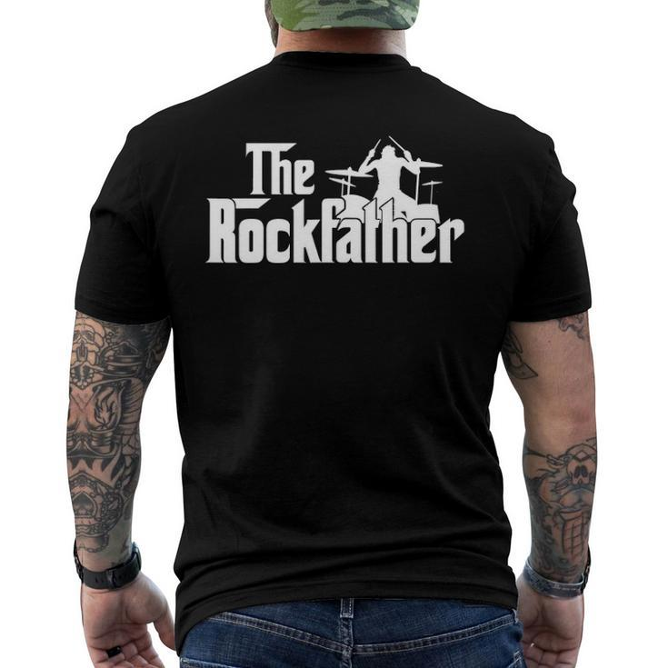 Mens The Rockfather Rock And Roll Drummer Graphic Tee Men's Back Print T-shirt