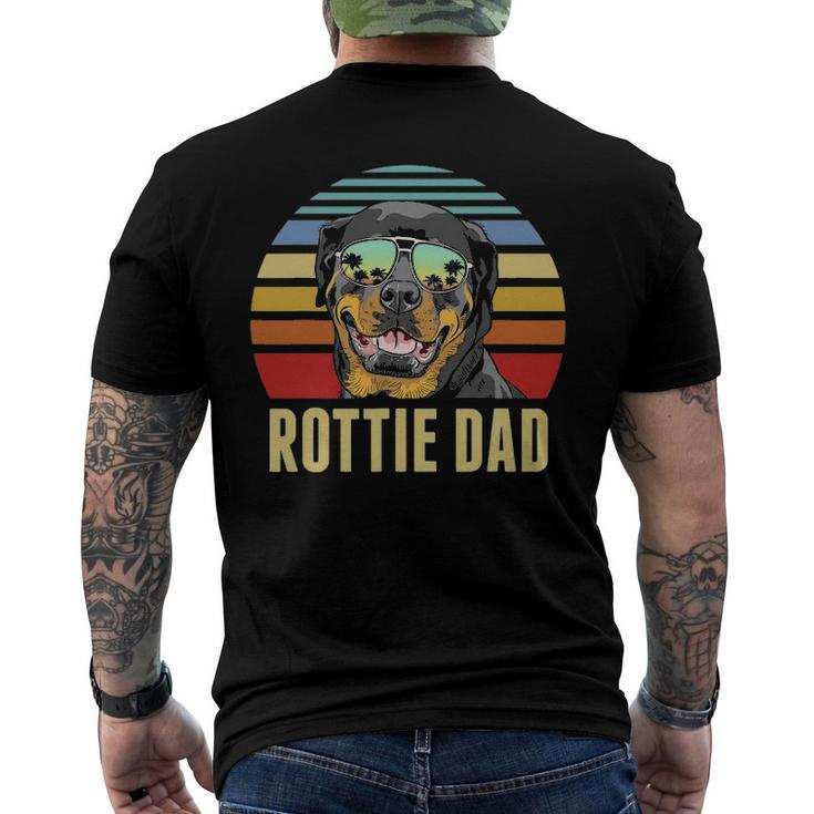 Rottie Dad Rottweiler Dog Vintage Retro Sunset Beach Vibe Men's Back Print T-shirt