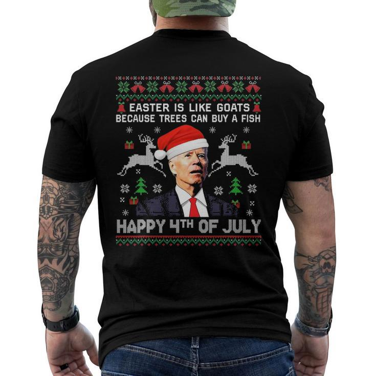 Santa Joe Biden Happy 4Th Of July Ugly Christmas Men Men's Back Print T-shirt