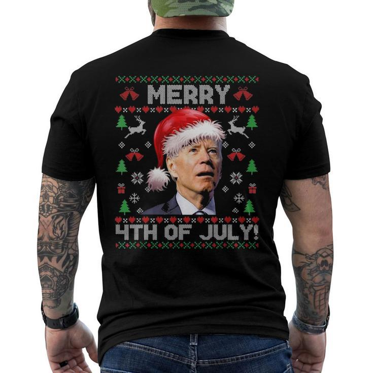 Santa Joe Biden Merry 4Th Of July Ugly Christmas Men's Back Print T-shirt