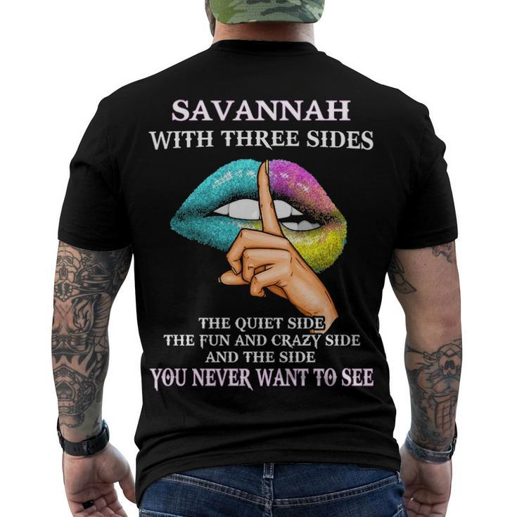 Savannah Name Savannah With Three Sides Men's T-Shirt Back Print
