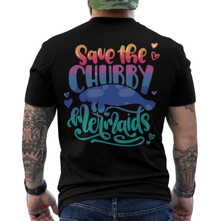 Save The Chubby Mermaids Funny Mermaid Men's Crewneck Short Sleeve Back Print T-shirt