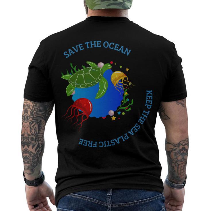 Save The Ocean Keep The Sea Plastic Free Men's Crewneck Short Sleeve Back Print T-shirt