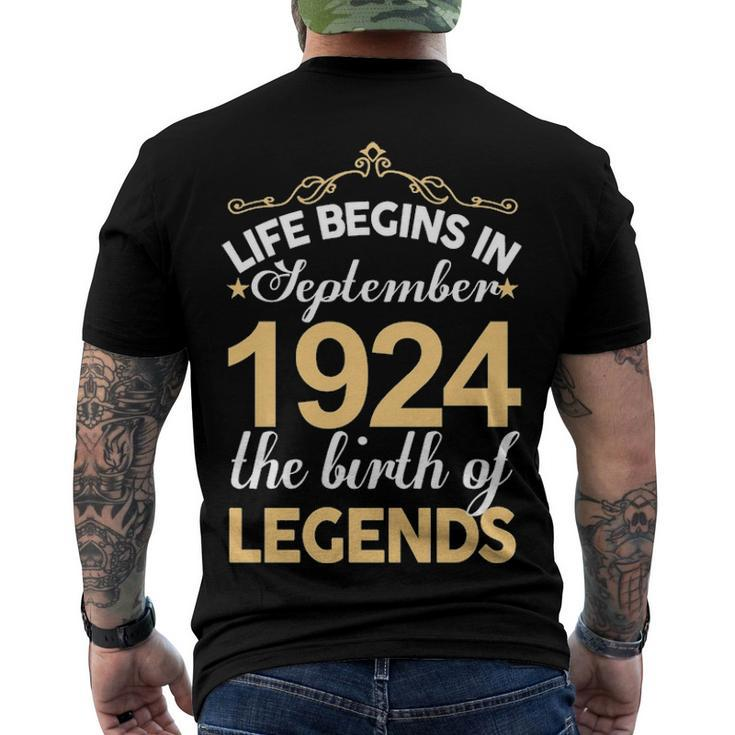 September 1924 Birthday Life Begins In September 1924 V2 Men's T-Shirt Back Print