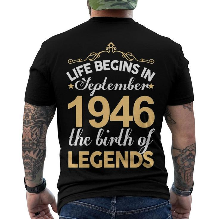 September 1946 Birthday Life Begins In September 1946 V2 Men's T-Shirt Back Print