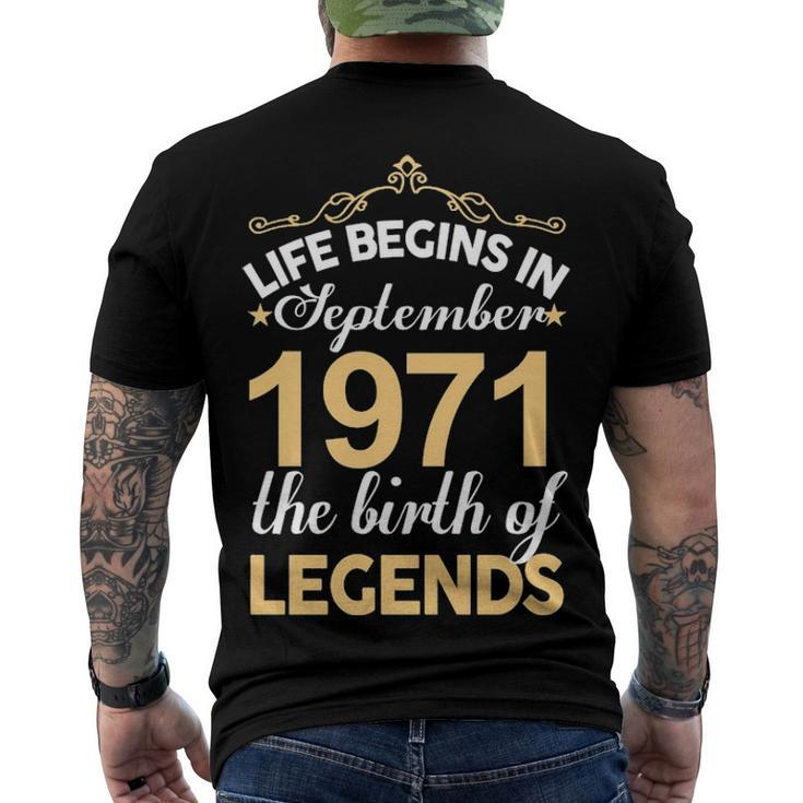 September 1971 Birthday Life Begins In September 1971 V2 Men's T-Shirt Back Print