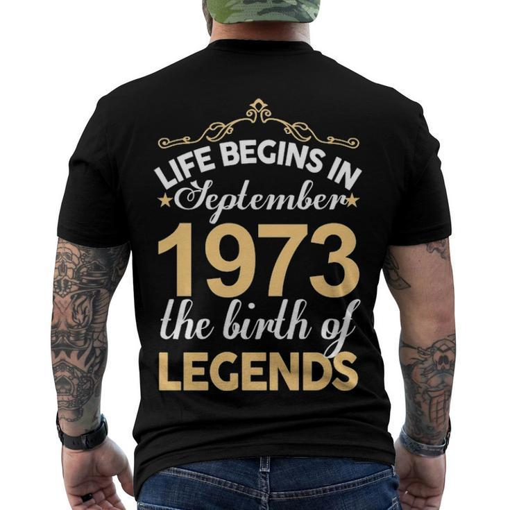 September 1973 Birthday Life Begins In September 1973 V2 Men's T-Shirt Back Print