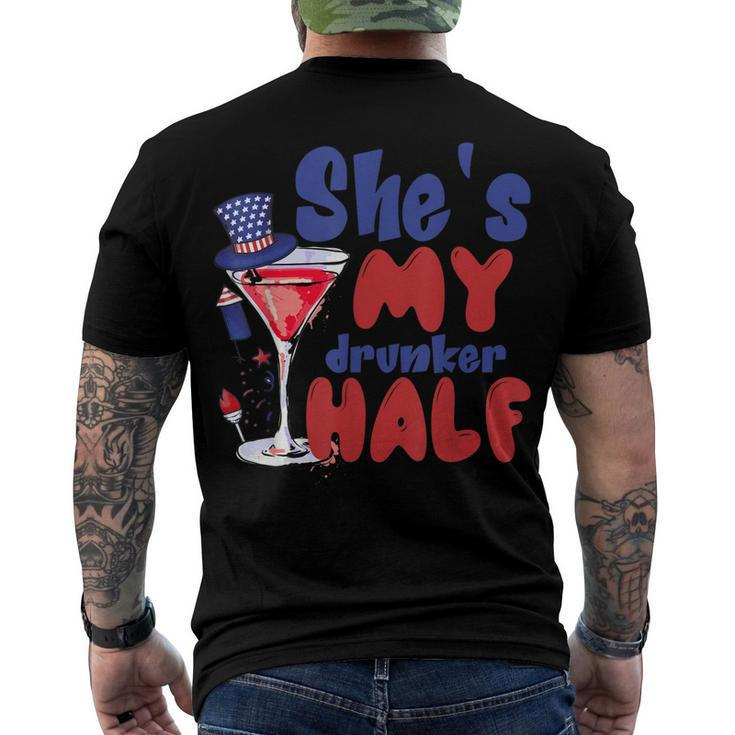 She My Drunker Half 4Th Of July Couples Drinking Men's T-shirt Back Print