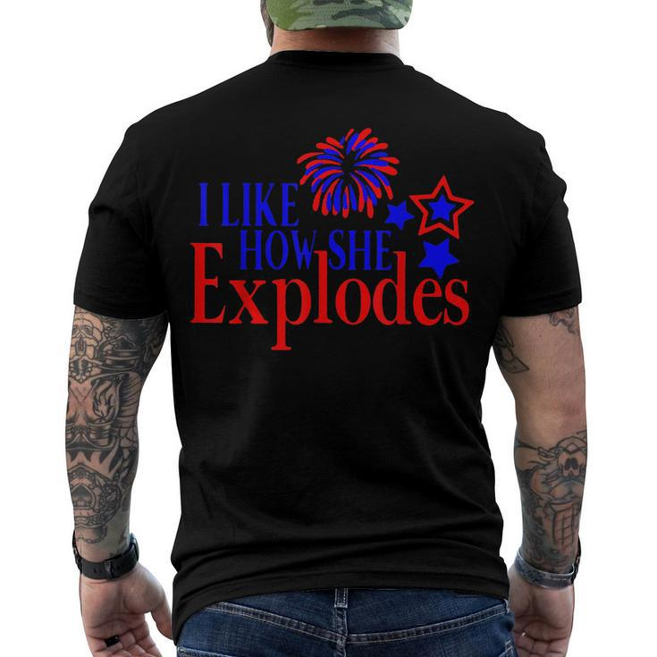 I Like How She Explodes 4Th Of July Matching Couple Men's T-shirt Back Print