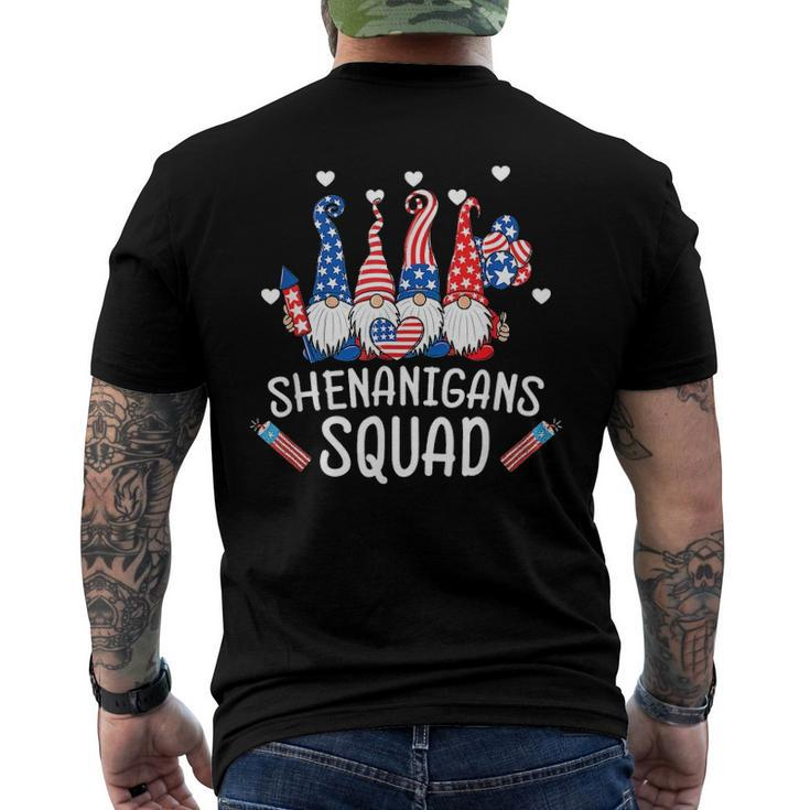 Shenanigans Squad 4Th Of July Gnomes Usa Independence Day Men's Back Print T-shirt