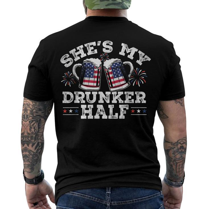 Shes My Drunker Half Beer Couple Matching 4Th Of July Men's T-shirt Back Print