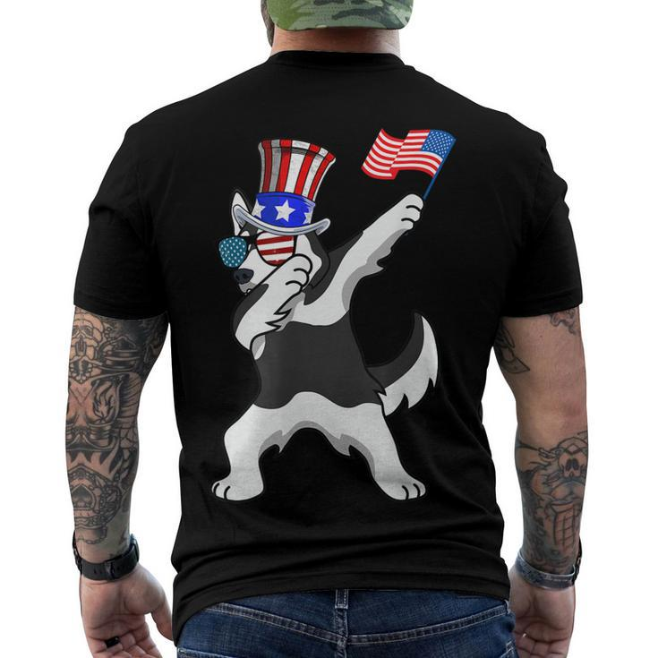 Siberian Husky Dabbing Dog Dad 4Th Of July Men's T-shirt Back Print