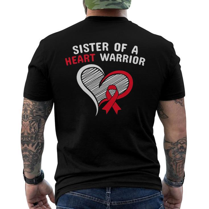 Sister Of A Heart Warrior Chd Disease Awareness Congenital Men's Back Print T-shirt