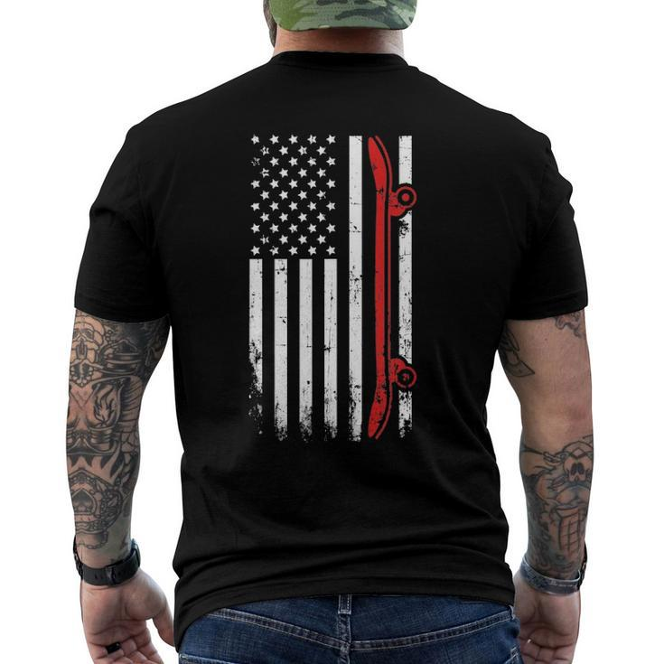 Skateboarding American Flag - July 4Th Skateboard Men's Back Print T-shirt