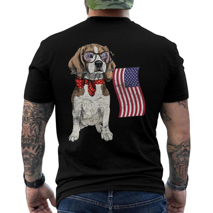 Smart Beagle Patriotic Memorial Day 4Th Of July Usa Flag Men's Back Print T-shirt