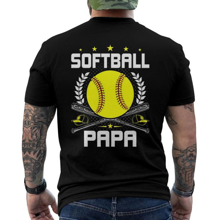 Softball Papa Baseball Lover Dad Men's Back Print T-shirt