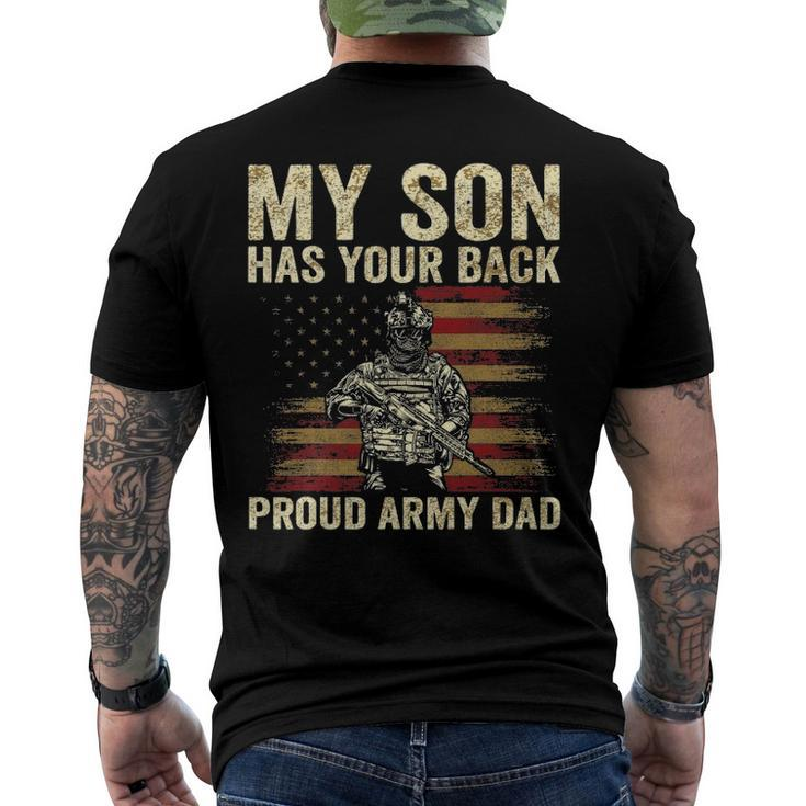 My Son Has Your Back Proud Army Dad Veteran Son Men's Back Print T-shirt