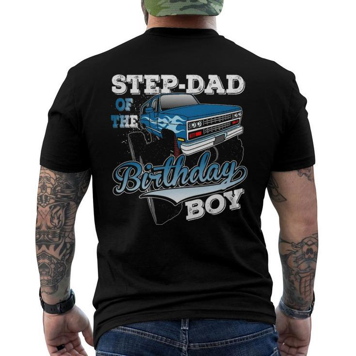 Mens Step-Dad Of The Birthday Boy Monster Truck Birthday Men's Back Print T-shirt