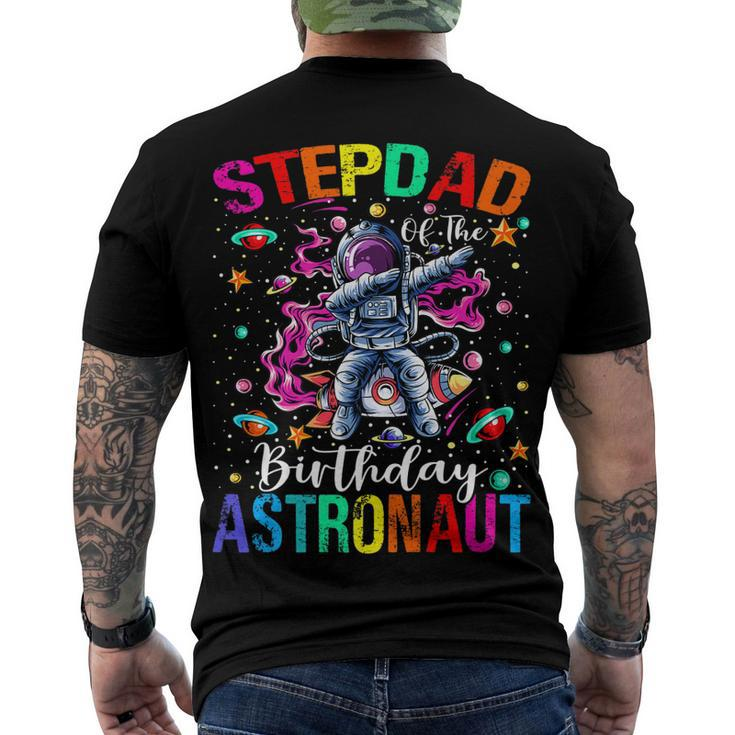 Stepdad Of The Birthday Astronaut Boy Space Theme Kids Men's T-shirt Back Print