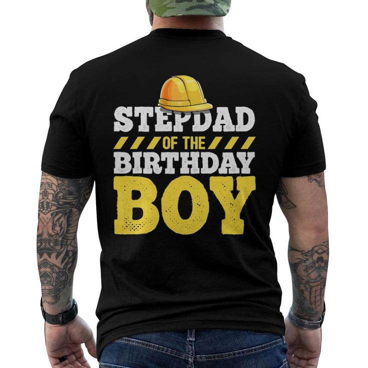 Stepdad Of The Birthday Boy Construction Hat Birthday Party Men's Back Print T-shirt