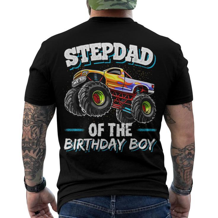 Stepdad Of The Birthday Boy Matching Family Monster Truck Men's T-shirt Back Print
