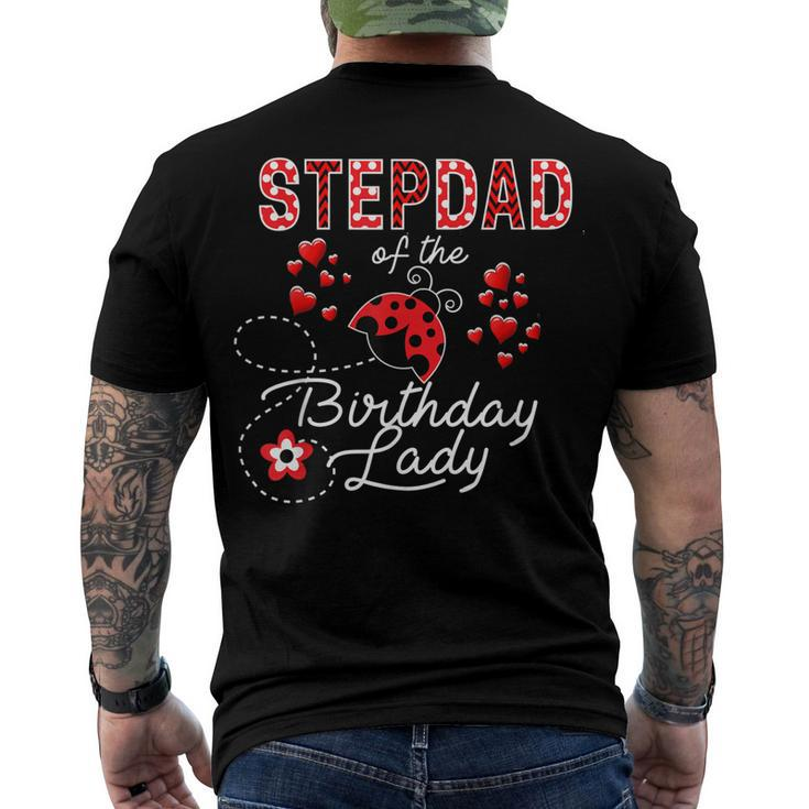 Mens Stepdad Of The Birthday Lady Ladybug Birthday Hearts Men's T-shirt Back Print