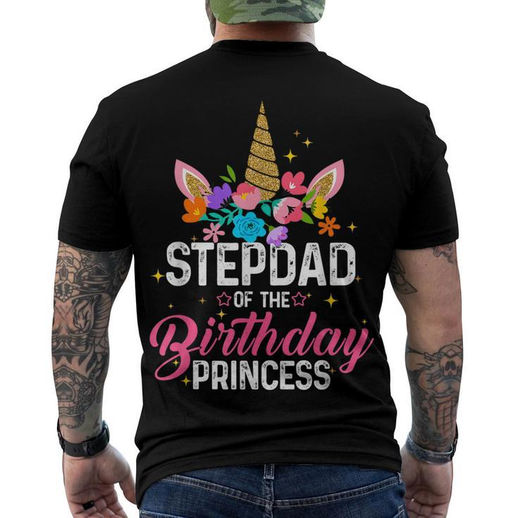 Stepdad Of The Birthday Princess Unicorn Birthday Men's T-shirt Back Print