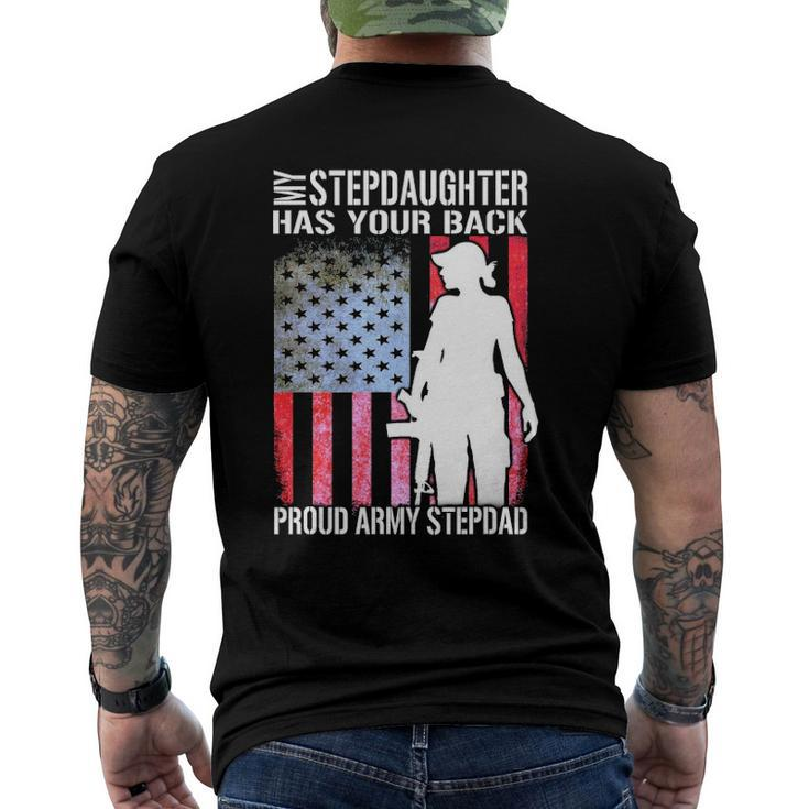 My Stepdaughter Has Your Back Proud Army Stepdad Men's Back Print T-shirt