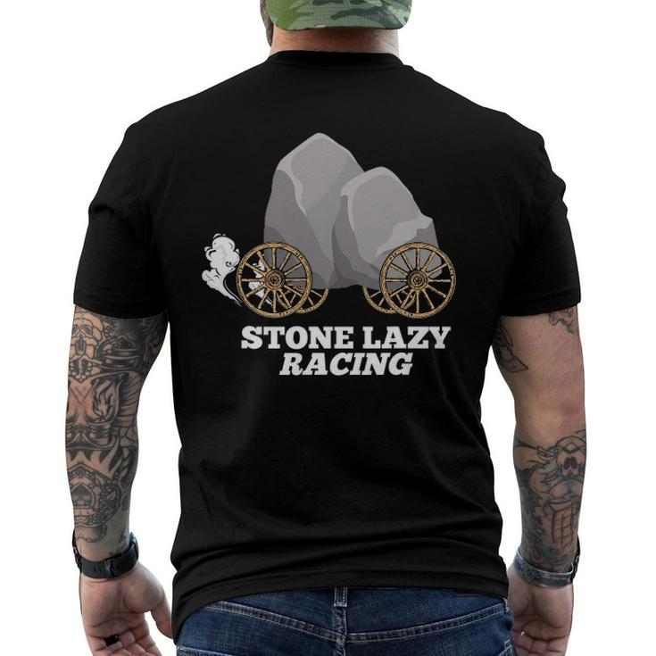 Stone Lazy Racing Rocks On Wooden Wheels Men's Back Print T-shirt