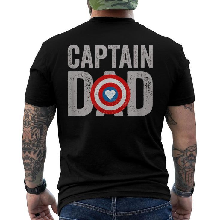Mens Super Captain Dad Superhero Men's Back Print T-shirt