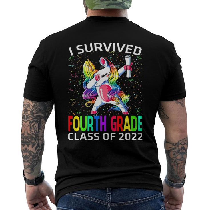 I Survived Fourth Grade Class Of 2022 Graduate Unicorn Men's Back Print T-shirt