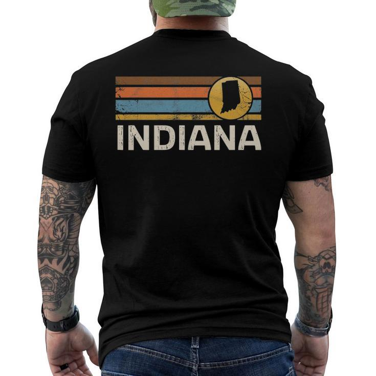 Graphic Tee Indiana Us State Map Vintage Retro Stripes Men's Back Print T-shirt