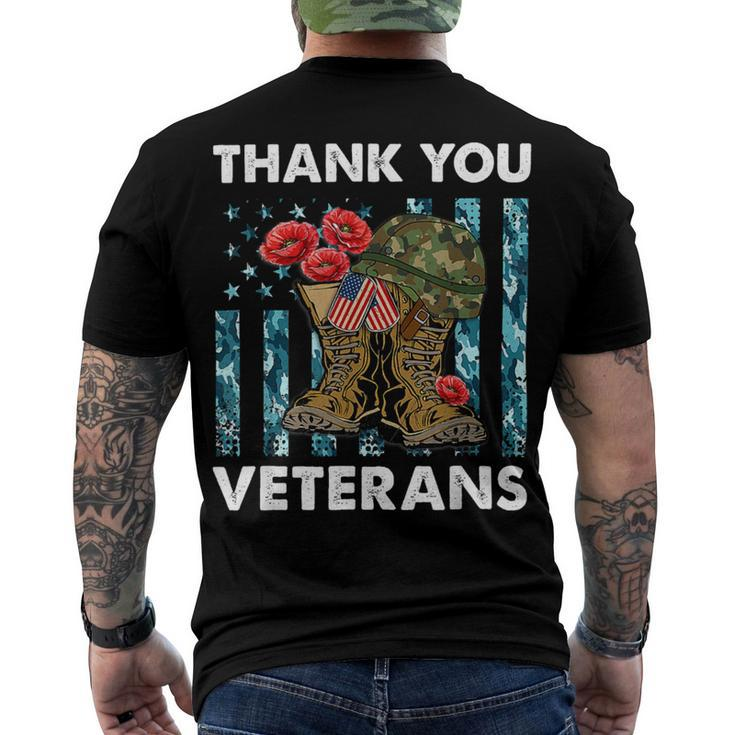 Thank You Veterans Combat Boots Poppy Veteran Day T-Shirt T-Shirt Men's Crewneck Short Sleeve Back Print T-shirt