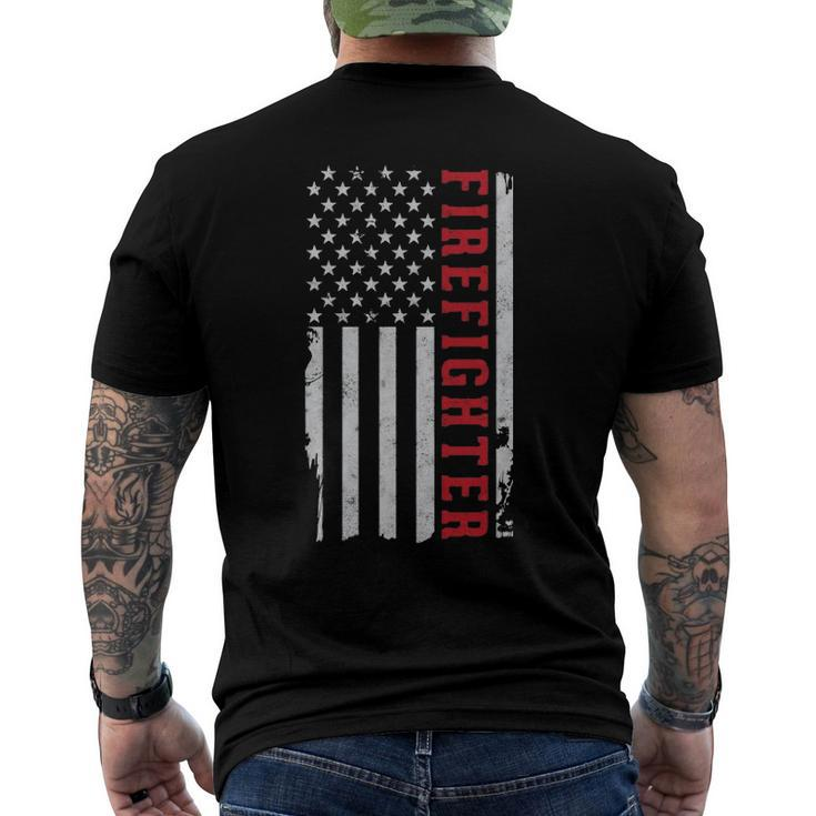 Thin Red Line Usa Flag Firefighter For 4Th Of July Men's Back Print T-shirt