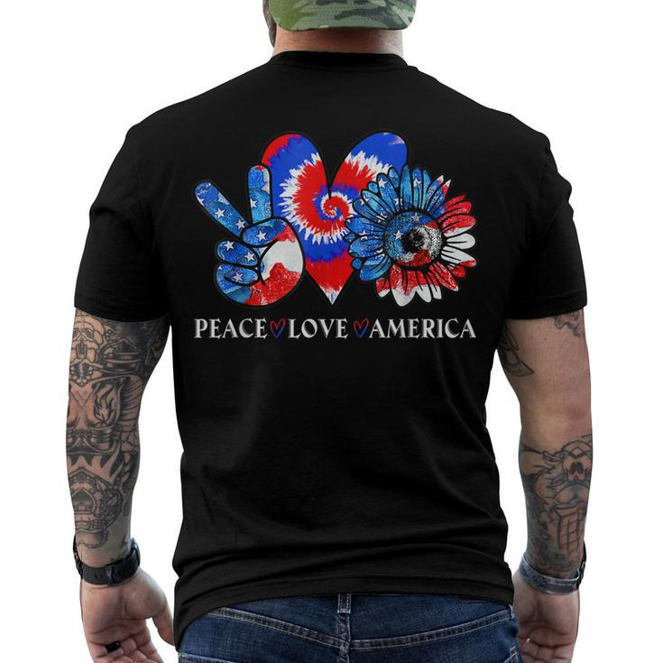 Tie Dye 4Th Of July Peace Love America Sunflower Patriotic Men's T-shirt Back Print