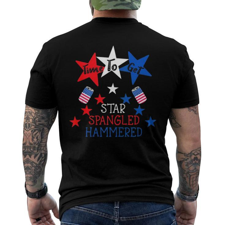 Time To Get Star Spangled Hammered 4Th Of July Drinking Men's Back Print T-shirt