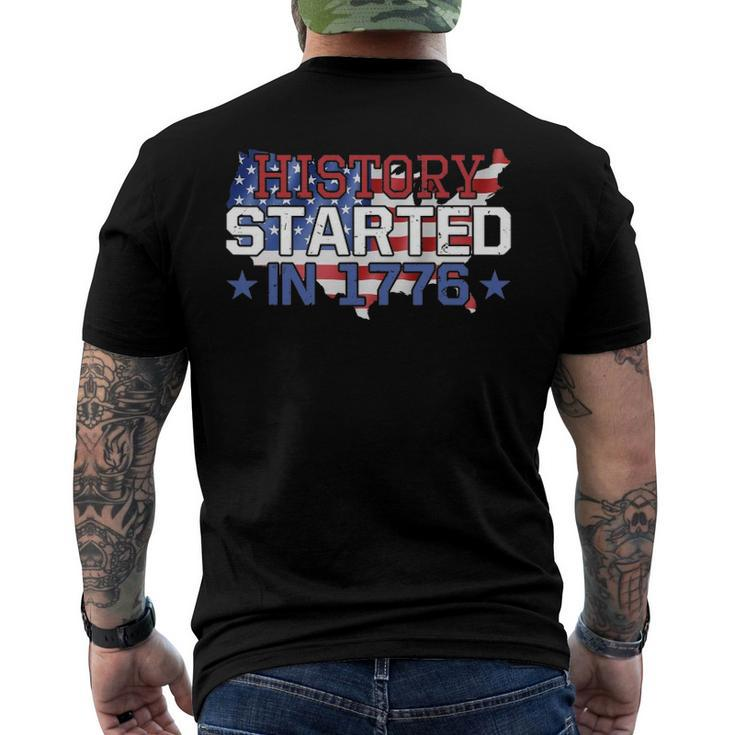 History Started In 1776 American Flag Men's Back Print T-shirt
